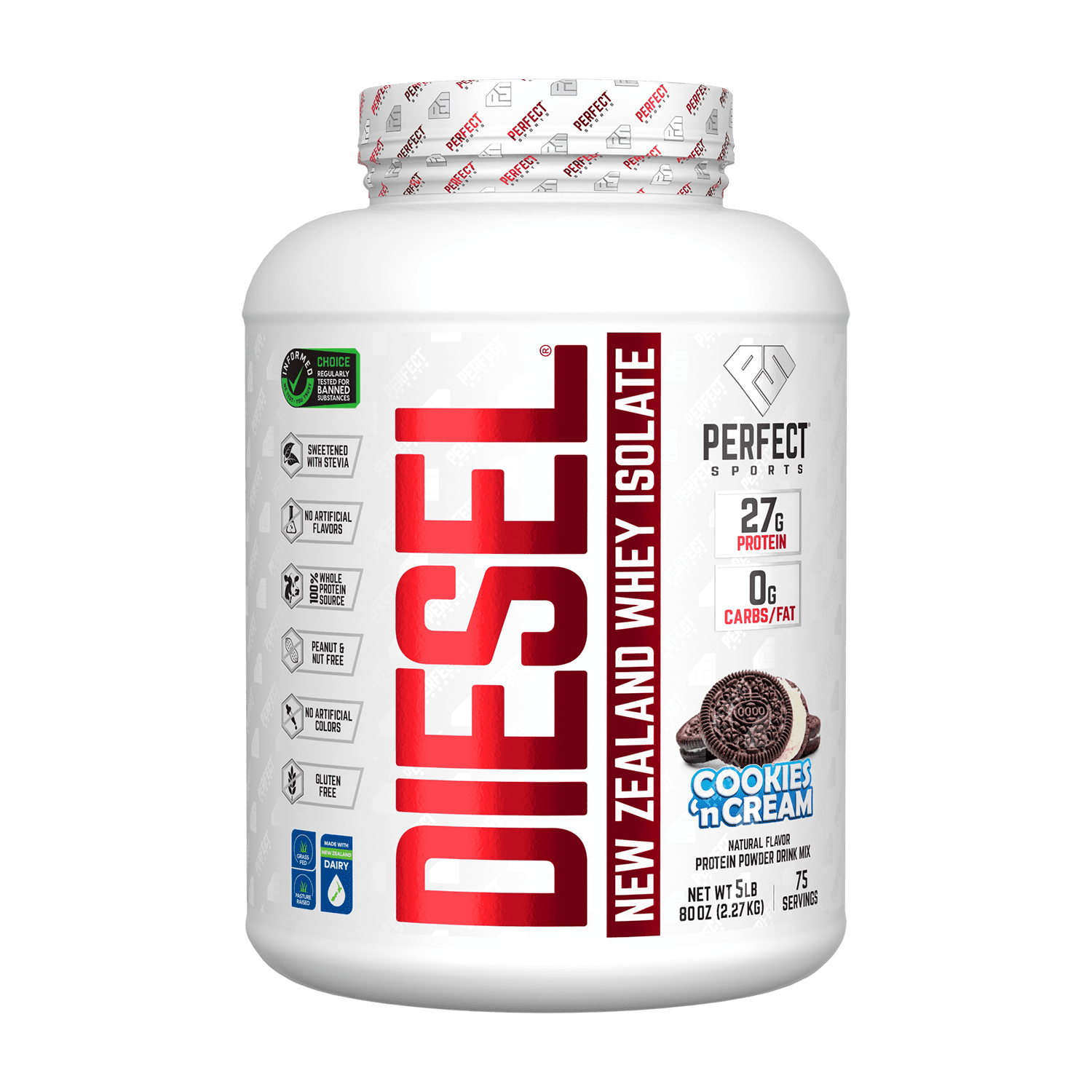PERFECT Sports Diesel, New Zealand Whey Isolate, Cookies 'n Cream