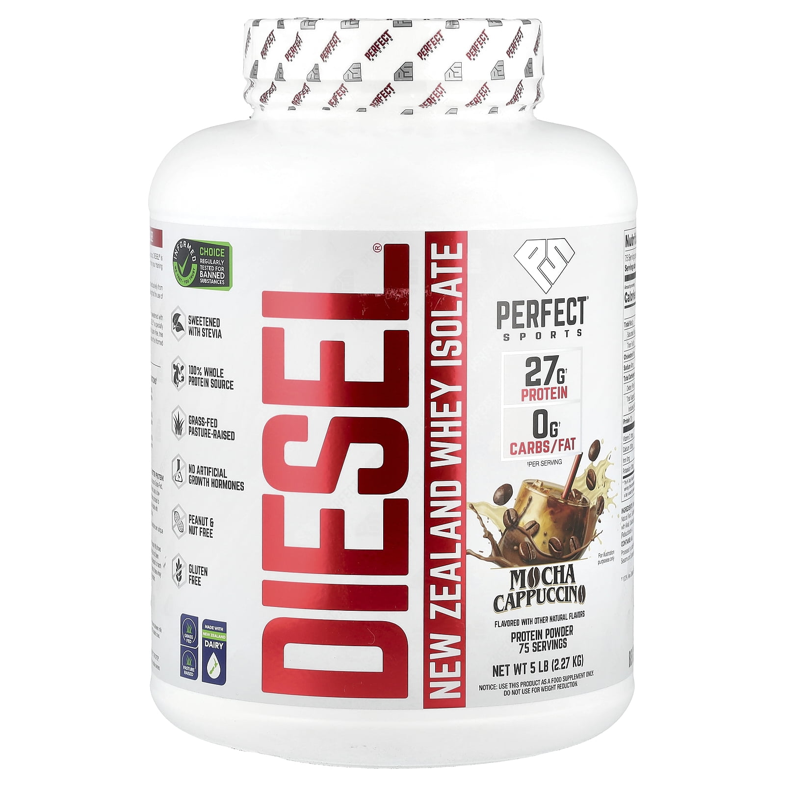 PERFECT Sports Diesel®, New Zealand Whey Isolate, Mocha Cappuccino