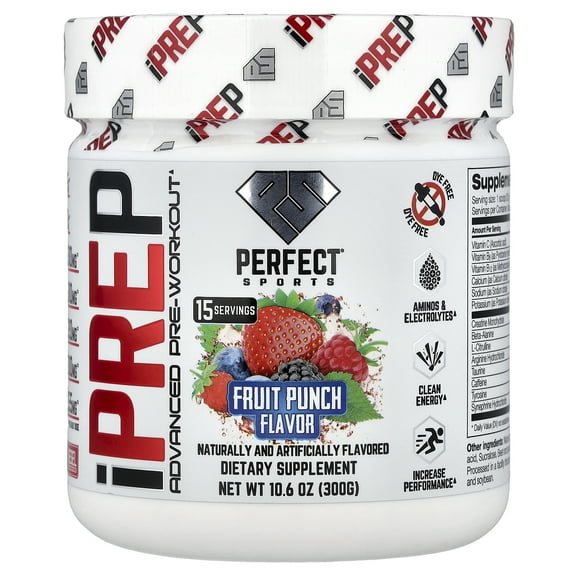 PERFECT Sports iPrep, Advanced Pre-Workout, Fruit Punch Candy, 10.6 oz (300 g)
