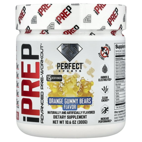 PERFECT Sports iPrep, Advanced Pre-Workout, Orange Gummy Bears, 10.6 oz (300 g)