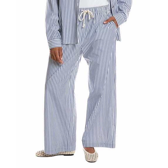 PERFECTWHITETEE womens Andi Stripe Poplin Wide Leg Pant, m, Blue