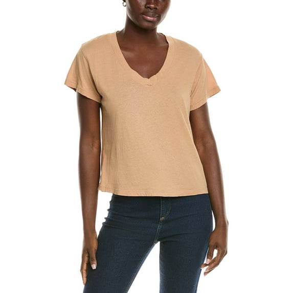 PERFECTWHITETEE womens Boxy V-Neck T-Shirt, m, Brown