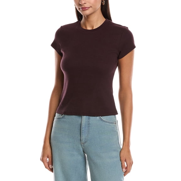 PERFECTWHITETEE womens  Ribbed Baby T-Shirt, l, Purple