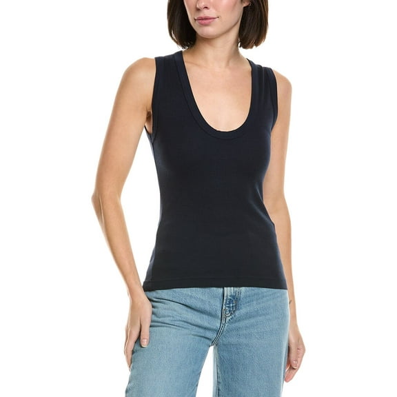 PERFECTWHITETEE womens  U-Neck Ribbed Tank, xs, Blue