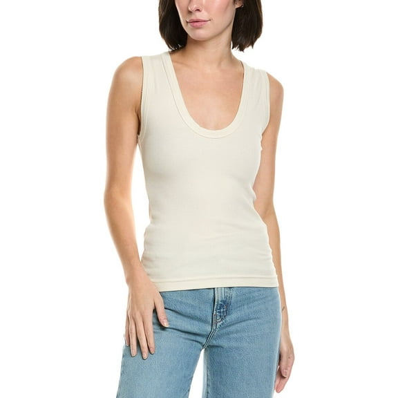 PERFECTWHITETEE womens  U-Neck Ribbed Tank, xs, White