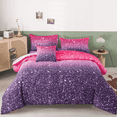 thumbnail image 1 of PERFEMET Purple Galaxy Comforter Sets Twin 6 Pieces Bed in a Bag Glitter Star Bedding Sets with Pillowcases for Girls(Purple Twin), 1 of 9