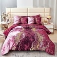 thumbnail image 1 of PERFEMET King Size Burgundy Red Comforter Set,6-Piece Marble Print Bedding Set for Women Men,Ultra Soft Microfiber Bed Set for All Season, 1 of 5