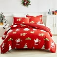 thumbnail image 1 of PERFEMET 3Pcs Queen Size Christmas Themed Comforter Set Santa Pattern Red Xmas Comforter with 2 Matching Pillowcases Cozy Holiday Bedding for Kids Teens, 1 of 7