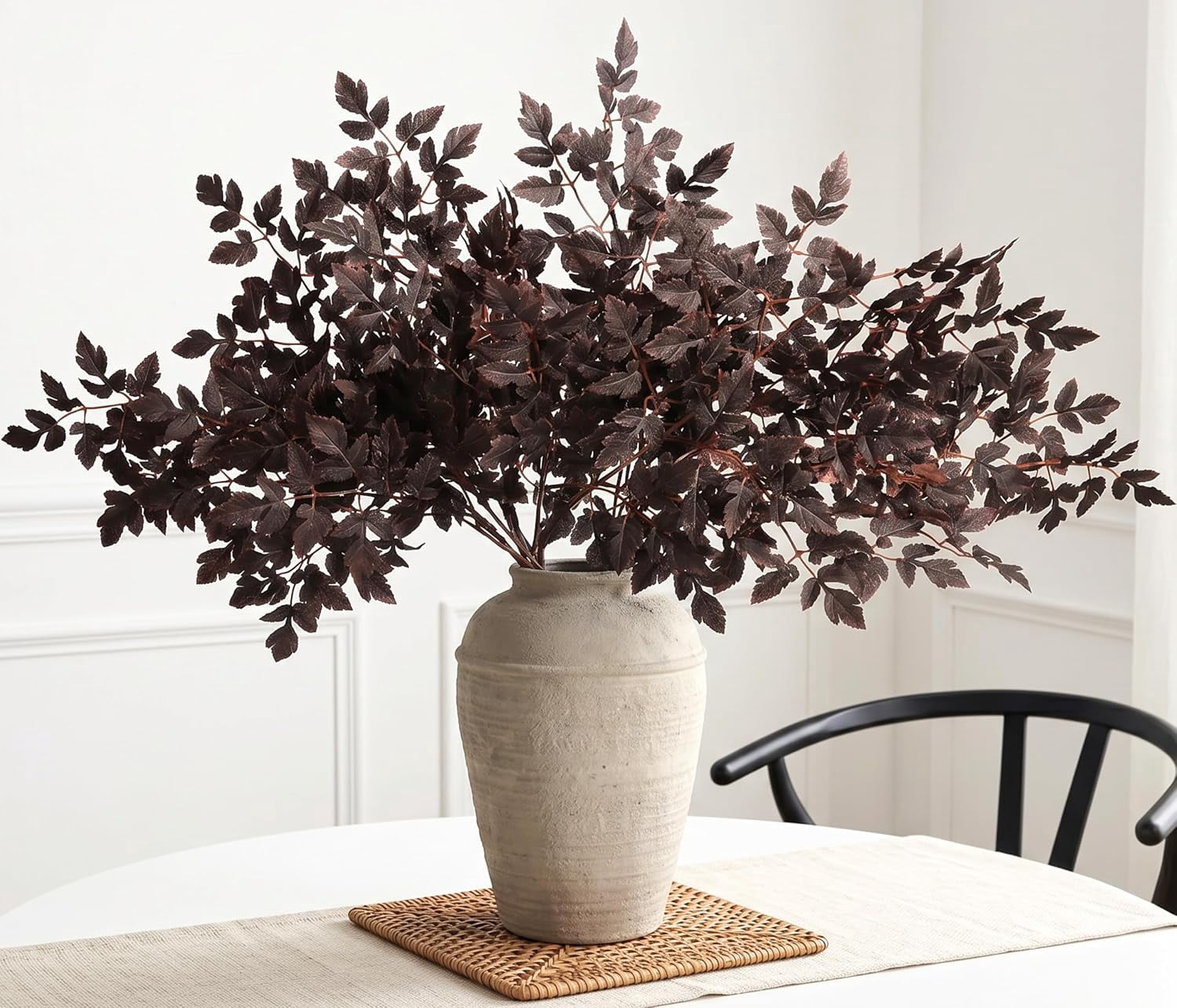 PERFNIQUE 6 Pack Artificial Plum Cimicifuga Leaf Sprays, 32" Faux Ramosa Branches for Vase, Fall Floral Stems for Table Centerpiece, Farmhouse, Wedding, or Mantel Decor