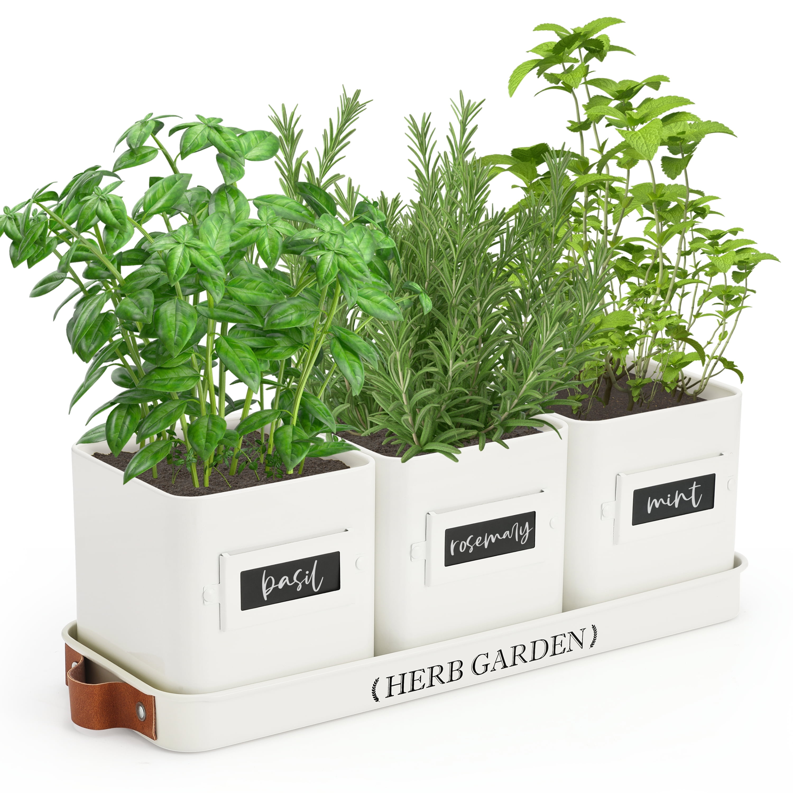 PERFNIQUE Indoor/Outdoor Herb Garden Planter Set, Farmhouse Style Pots ...