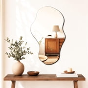 PERFNIQUE Irregular Wall Mirror, 34x20.5 Asymmetrical Mirror for Bathroom Living Room Entryway, Wall Mounted
