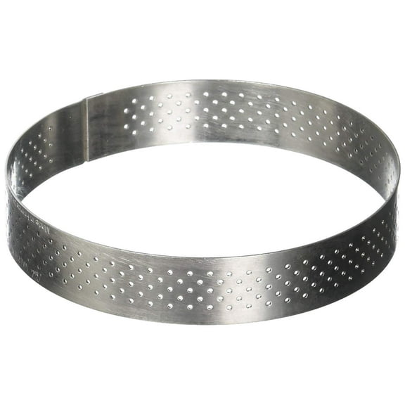 PERFORATED TART RING, Round, in Stainless Steel, 0.75-Inch high O 4-Inch
