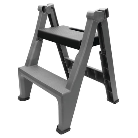 Performance Tool W85040 Heavy Duty 2-Step Folding Ladder, 300lb Weight Capacity, Slip-Resistant Tread and Compact Foldable Design for Easy Storage