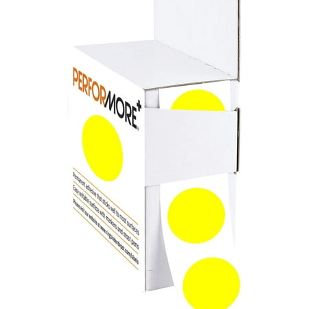 PERFORMORE 1 Inch Dot Matte Color Code Labels for Color Coding and Organization, Round Coloured Easy Peel Strong Self Adhesive Dot Stickers,1000 Stickers Per Roll, in Dispenser Box (Yellow)