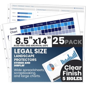 PERFORMORE 25 Pack of 8.5 x 14 Heavyweight Landscape Sheet Protectors, Legal Paper Sleeves, Clear Archival Quality, Horizontal Legal Size Clear Sheet Protectors for Binders Documents