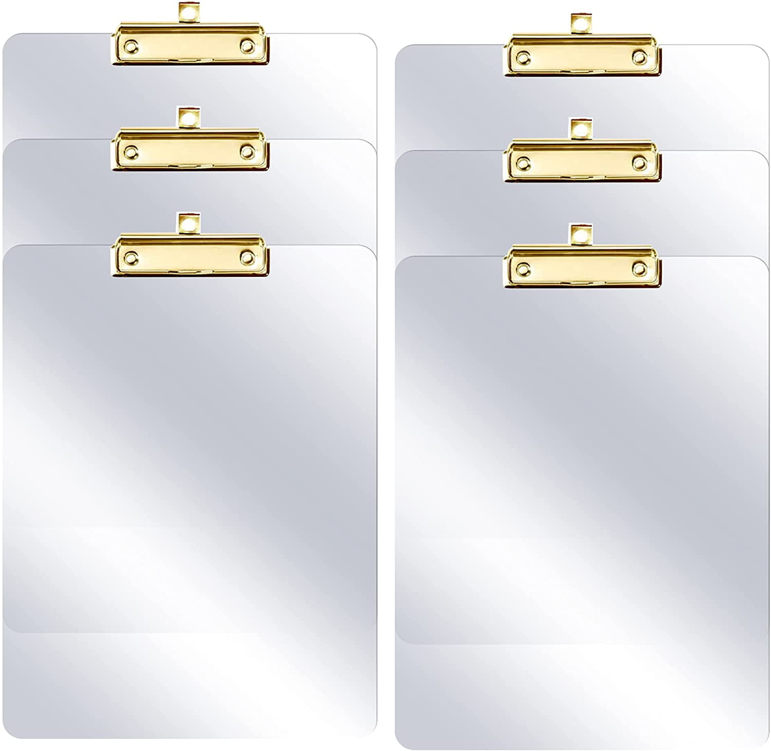 PERFORMORE 6 Pack of Plastic Clipboards, 12” x 9” Clear Acrylic Clipboards with Gold Clip, Durable Stylish Clipboard with Low Profile Clip, Perfect for Home School Classroom Office Events Seminars
