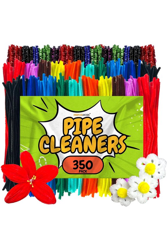 Chenille Stems, 12-Inch Pipe Cleaners, 350-Piece Pack, 35 Assorted Colors
