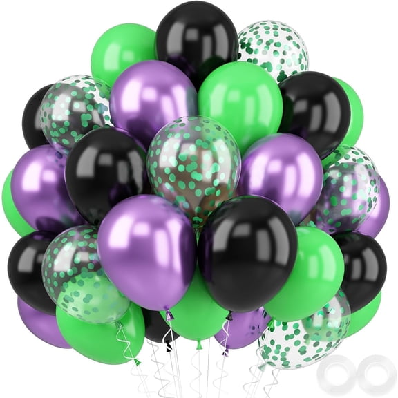 PERHAPSFIT Purple and Green Balloons, 52 PCS 12 Inch Purple Green Black,hulk balloons, balloons Latex Balloon