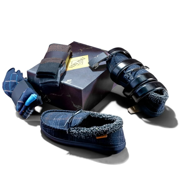 Luxury Curated Gift Box  Men's Pamper Gift Box for Special Occasions  Assorted Gift Box with Slippers, Socks, Belt & Message Gift Card Multi
