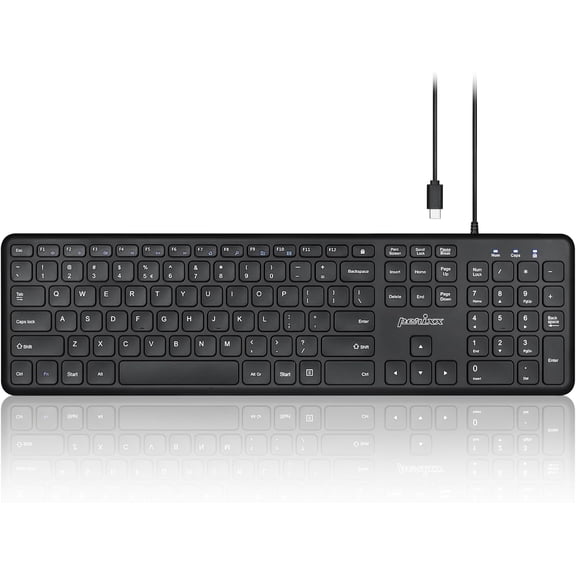 PERIBOARD-210C Wired Full-Size USB C Keyboard with Quiet Scissor Keys - Compatible with Mac, iPad, Windows, Chromebook, Tablets, Desktop, and Laptops - Black - US English (PB-210CBUS-11729)
