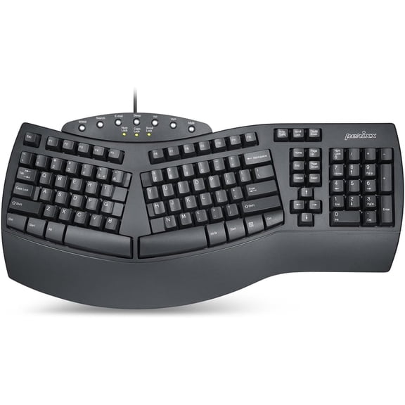 PERIBOARD-512B Wired Ergonomic Keyboard - Split Keyboard, Wrist Rest, Natural Typing USB Connectivity US English Black