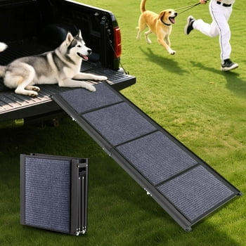 PERIMIDOME 63''Foldable Aluminum Pet Ramp with Non-Slip Surface for Dogs,Cats