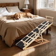 thumbnail image 1 of PERIMIDOME 64'' Adjustable Wooden Pet Ramp,Height from 15.4" to 32.7'',Dog Ramps with Non‑Slip Carpet Surface for Sofa,Bed,Cars, 1 of 7