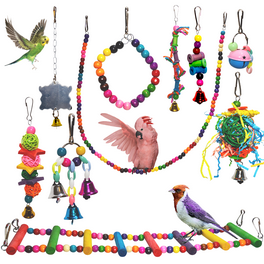 Qbleev 100pcs Plastic Chain Links Birds, Mix Color Rainbow DIY C-Clips Chains Hooks Swing Climbing Cage Toys for Sugar Glider Rat Parrot Bird