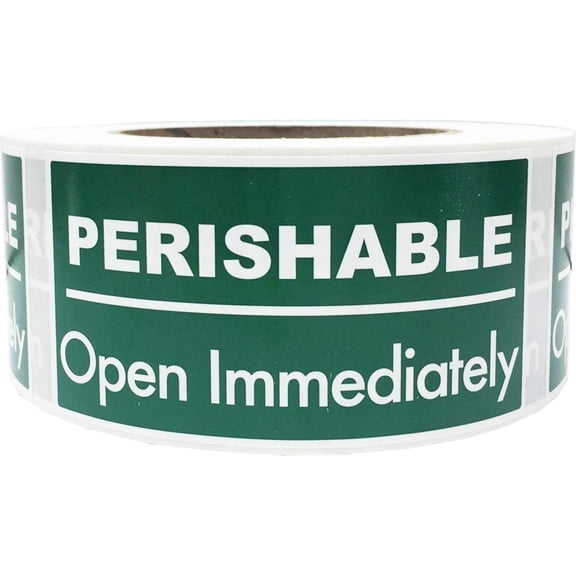 PERISHABLE Open Immediately Labels 2 x 4 Inch 500 Total Stickers on a Roll