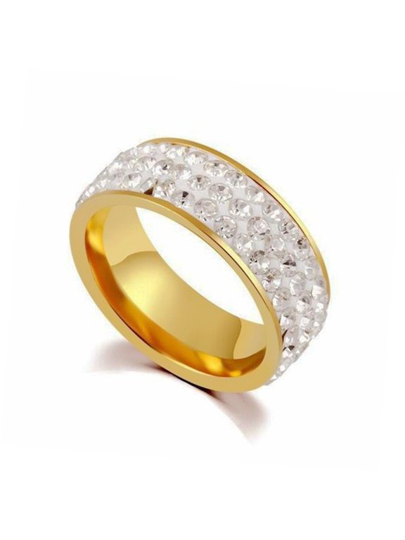 Unisex 14K Gold-Plated Circle Cluster Ring for Women and Men White Cubic Zirconia Birthday Gift Ring Size 7 Presented in Gift Box