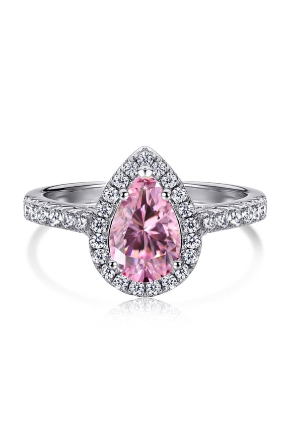 2CT Pear Cut Synthetic Moissanite Rings For Gift 925 Sterling Silver Engagement Wedding Anniversary Ring