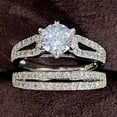 thumbnail image 1 of PERITANG 2pcs His and Hers Wedding Ring Sets Couples Engagement Rings Women and Men 925 Sterling Silver AAA Cubic Zirconia Luxurious, 1 of 8