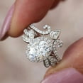 thumbnail image 1 of PERITANG 2pcs His and Hers Wedding Ring Sets Couples Engagement Rings Women and Men 925 Sterling Silver AAA Cubic Zirconia Princess Crown, 1 of 6