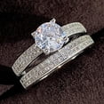 thumbnail image 1 of PERITANG 2pcs His and Hers Wedding Ring Sets Couples Engagement Rings Women and Men 925 Sterling Silver Full Cubic Zirconia, 1 of 8