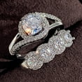 thumbnail image 1 of PERITANG 2pcs His and Hers Wedding Ring Sets Couples Engagement Rings Women and Men 925 Sterling Silver Full Cubic Zirconia Banquet Women's Combined Ring Geometric, 1 of 7