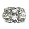 thumbnail image 1 of PERITANG 3pcs in 1 His and Hers Wedding Ring Sets Couples Engagement Rings Women and Men 925 Sterling Silver AAA Cubic Zirconia Marquise Geometric, 1 of 8