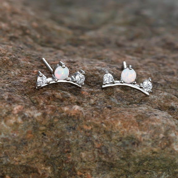 PERITANG 925 Sterling Silver Stud Earrings Birth Cubic Zircon Fashion Jewelry For Women