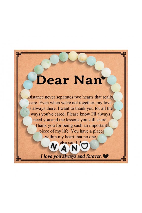 Agate Letter Mama Handmade Beaded Bracelet Mother's Day Father's Day Gift Bracelet With Greeting Cards