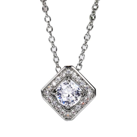 PERITANG Delicate Dainty Zircon 925 Sterling Silver Jewelry Cubic Zirconia Pendant Necklace For Lady For Women For Everyday Wear Jewelry For Wedding With White Gift Box