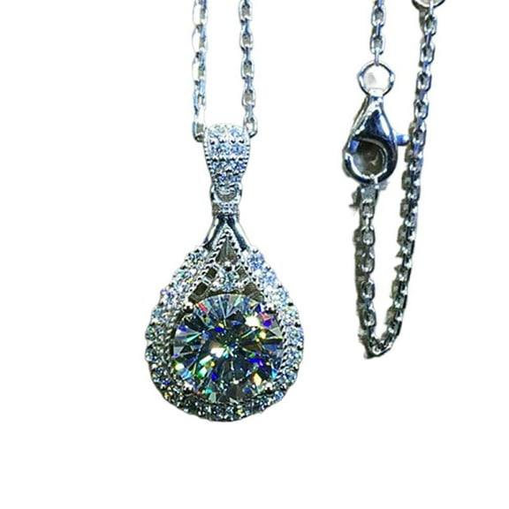 PERITANG Elegant Minimalist Zircon Cubic Zirconia 925 Sterling Silver Jewelry Pendant Necklace For Women For Jewelry Lady For Wedding For Everyday Wear With Gift Box