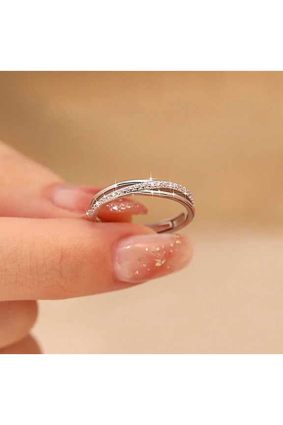 Engagement Rings Women and Men 925 Sterling Silver AAA Cubic Zirconia Line Cross Unisex Rings