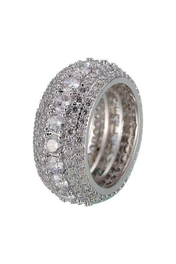 Fine Jewelry Synthetic Moissanite Rings For Men Pave Setting S925 Sterling Silver Rings Jewelry