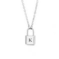 thumbnail image 1 of PERITANG Jewelry Initial Pendant Necklace for Men Womens, Stainless Steel Lock Letter Capital Necklace Alphabets from A-Z Figaro Chain Necklace Unisex, 1 of 7