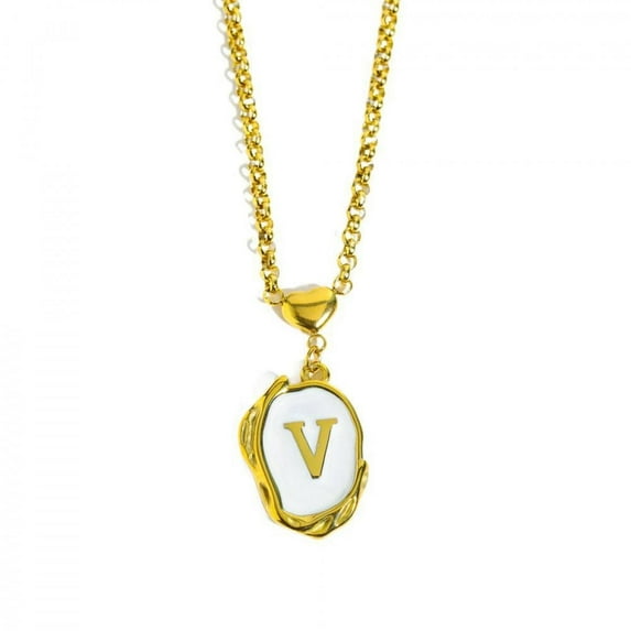 PERITANG Jewelry Initial Pendant Necklace for Men Womens, 14K Gold Plated Oval Letter Capital Necklace Alphabets from A-Z Figaro Chain Necklace