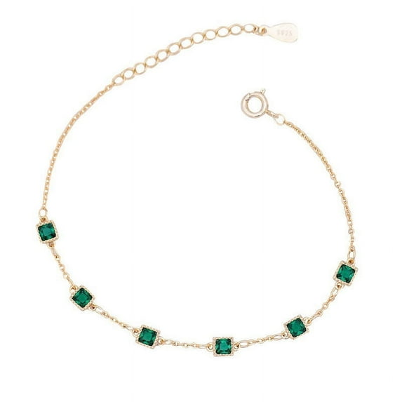 PERITANG Love Heart Green 925 Sterling Silver Bracelets for Women, Fashion Adjustable Slider Unique S925 Bracelet Jewelry For Wedding Gifts