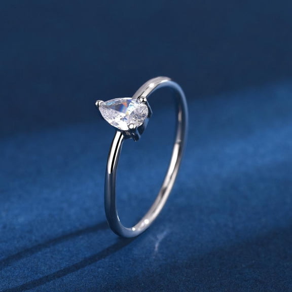 PERITANG Luxury Single 0.1 Karat Thin Ring Female White Gold Plated and cubic zirconia Ring gif for Women