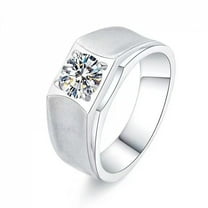 PERITANG Men Elegant Classic 1-2 Carat Round Moissanite Ring, 925 Sterling Silver, Eight Hearts and Eight Arrow