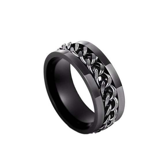 PERITANG Mens Titanium Ring Wedding Band Chain Buckle Rotatable Design Hip Hop Unique Fashion Accessories With White Gift Box