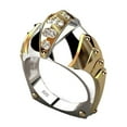 thumbnail image 1 of PERITANG Mens Titanium Ring Wedding Band Cubic Zirconia 14K Gold Plated Fish Mouth Shape Ring MEN'S Accessories With White Gift Box, 1 of 8