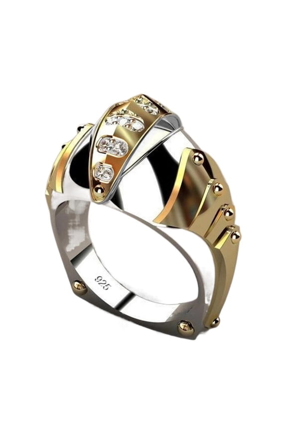 Mens Titanium Ring Wedding Band Cubic Zirconia 14K Gold Plated Fish Mouth Shape Ring MEN'S Accessories With White Gift Box
